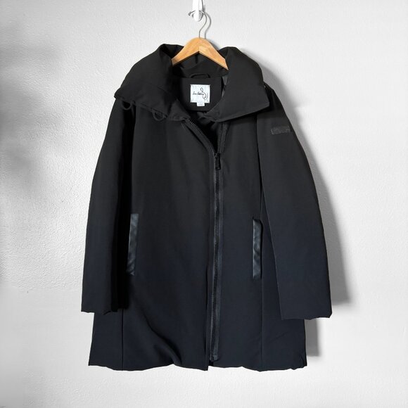 Sam Edelman Asymmetric Zip Parka Black Winter Puffer Coat Womens Large - Picture 5 of 17